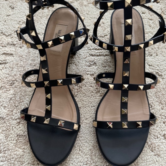 Valentino Rockstud caged leather 60 ankle strap sandal-BLACK - Picture 5 of 5